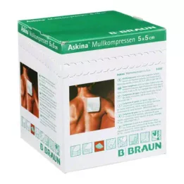 ASKINA Gazne komprese 5x5 cm sterilne 8-slojne, 25X2 kos