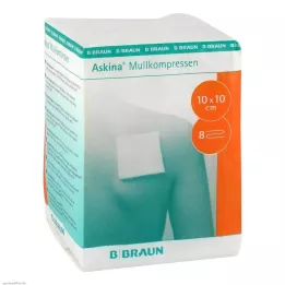 ASKINA Gazne komprese 10x10 cm nesterilne 8-slojne, 100 kos