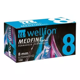 WELLION MEDFINE plus igle za pisala 8 mm, 100 kos