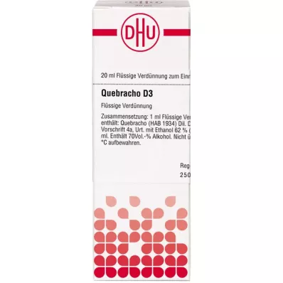 QUEBRACHO D 3 Razredčitev, 20 ml QUEBRACHO D 3 Razredčitev, 20 ml