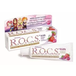 ROCS Otroška zobna pasta malina + jagoda, 45 g