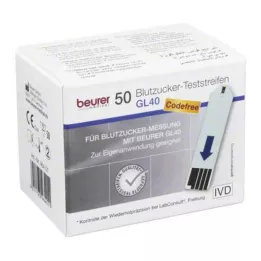 BEURER GL40 lističi za merjenje glukoze v krvi, 50 kos