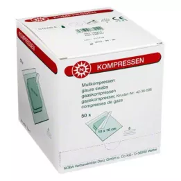 MULLKOMPRESSEN 10x10 cm sterilne 8-kratne, 50X2 kos