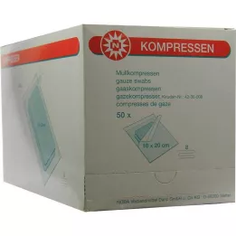 MULLKOMPRESSEN 10x20 cm sterilne 8-kratne, 50X2 kos