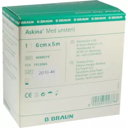 ASKINA Med obloga za rane 6 cmx5 m nesterilna, 1 kos
