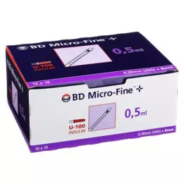 BD MICRO-FINE+ Inzulinska brizga 0,5 ml U100 8 mm, 100X0,5 ml