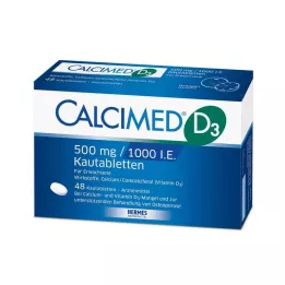 CALCIMED D3 500 mg/1000 I.E. žvečljive tablete, 48 kos