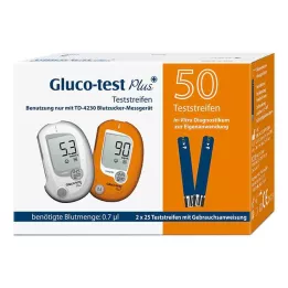 GLUCO TEST Plus lističi za merjenje glukoze v krvi, 50 kos