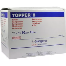 TOPPER 8 kompres 10x10 cm sterilne, 75X2 kom