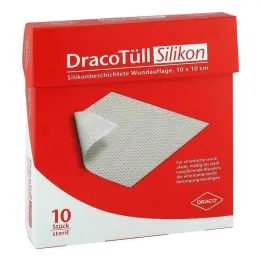 Dracotull Sil.10x10 cm proti silikonu odporna blazinica za nadzor ran, 10 kos