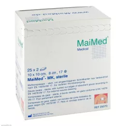 MULLKOMPRESSEN 10x10 cm sterilni 8-smerni, 25X2 kos