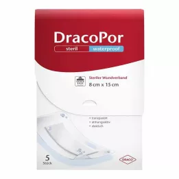 DRACOPOR nepremočljiva obloga za rane 8x15 cm sterilna, 5 kom