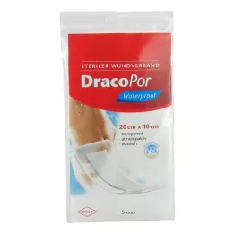 DRACOPOR nepremočljiva obloga za rane 10x20 cm sterilna, 5 kom