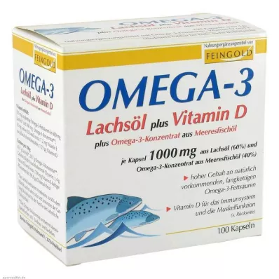 OMEGA-3 LACHSÖL plus Vit.D plus Omega-3 Conc kapsule, 100 kom