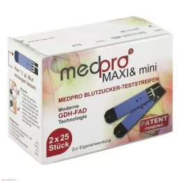MEDPRO Maxi & mini lističi za merjenje glukoze v krvi, 2X25 kos