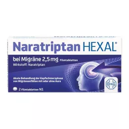 NARATRIPTAN HEXAL za migreno 2,5 mg filmsko obložene tablete, 2 kom