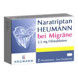 NARATRIPTAN Heumann proti migreni 2,5 mg filmsko obložene tablete, 2 kos