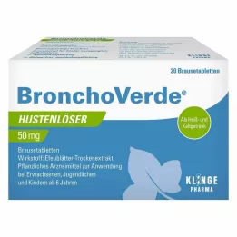 BRONCHOVERDE Izkašljevanje kašlja 50 mg šumeče tablete, 20 kos
