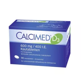 CALCIMED D3 600 mg/400 I.E. žvečljive tablete, 96 kos