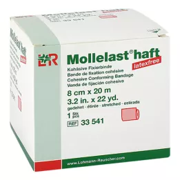 MOLLELAST lepilni povoji brez lateksa 8 cm x 20 m rdeči, 1 kos