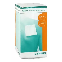 ASKINA Kompresa iz netkanega materiala 10x10 cm nesterilna 4-slojna, 100 kos
