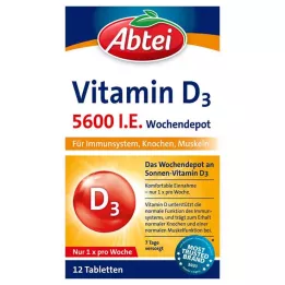 ABTEI Vitamin D3 5600 IE tedenske depo tablete, 12 kom