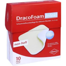 Dracofoam pena za zdravljenje ran proti okužbam, 5x5 cm, 10 kosov