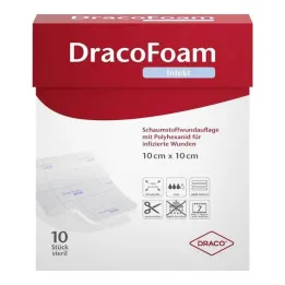 Dracofoam pena za zdravljenje ran proti okužbam, 20x20 cm, 10 kosov