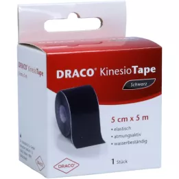DRACO KINESIOTAPE 5 cmx5 m črna, 1 kos