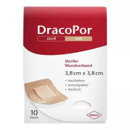 DRACOPOR Obloga za rane 3,8x3,8 cm sterilna kožna barva, 10 kom