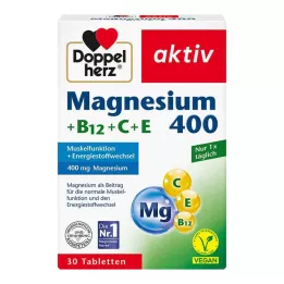 DOPPELHERZ Magnezij 400+B12+C+E tablete, 30 kos