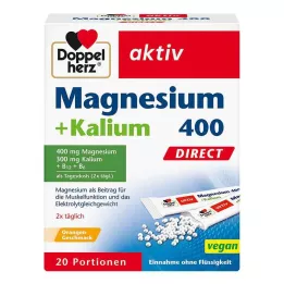 DOPPELHERZ Magnezij+Kalij DIRECT Porcijske vrečke, 20 kos