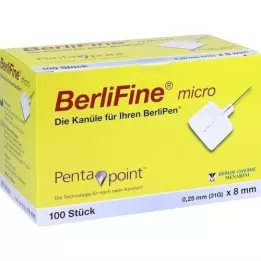 BERLIFINE mikro kanile 0,25x8 mm, 100 kosov