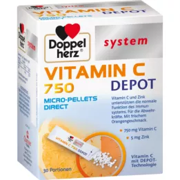 DOPPELHERZ Vitamin C 750 Depot sistem peleti, 30 kos
