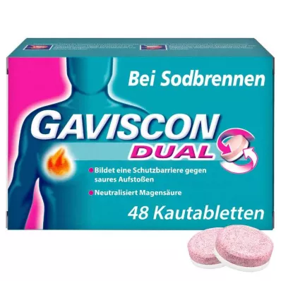 GAVISCON Dvojne 250 mg/106,5 mg/187,5 mg žvečljive tablete, 48 kos