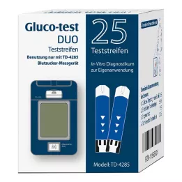 GLUCO TEST DUO Testni lističi, 25 kos