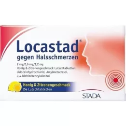 LOCASTAD za vneto grlo med-limona Lut.-T., 24 kos