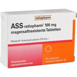 ASS-ratiopharm 100 mg tablete za želodčni sok, 100 kos