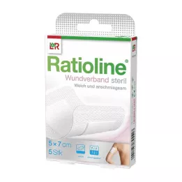 RATIOLINE Obloga za rane 7x5 cm sterilna, 5 kom