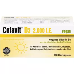CEFAVIT D3 2.000 IE veganske trde kapsule, 100 kos