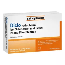 DICLO-RATIOPHARM proti bolečinam in povišani telesni temperaturi 25 mg FTA, 20 kos