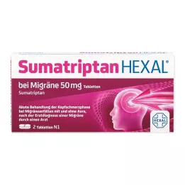SUMATRIPTAN HEXAL za migreno 50 mg tablete, 2 kos