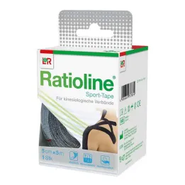 Športni trak Ratioline 5 cm x 5 m črne barve, 1 kos