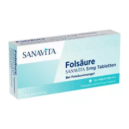 FOLSÄURE SANAVITA 5 mg tablete, 20 kom