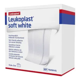 Leukoplast mehki beli omet 6 cm x 5 m v roli, 1 kos