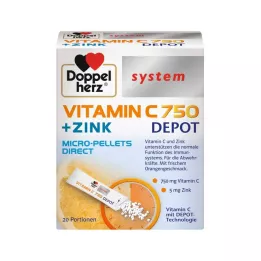 DOPPELHERZ Vitamin C 750 Depot sistem Peleti, 20 kos
