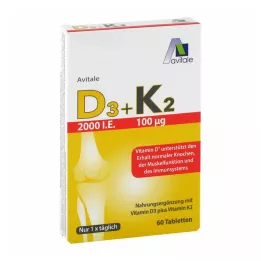 Vitamin D3+K2 2000 IE, 60 kos