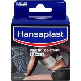 HANSAPLAST Športni kineziološki trak 5 cmx5 m črn, 1 kos