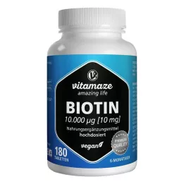 BIOTIN 10 mg visokoodmerne veganske tablete, 180 kos