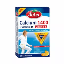 ABTEI Kalcij 1400+vitamin D3+K žvečljive tablete, 30 kos
